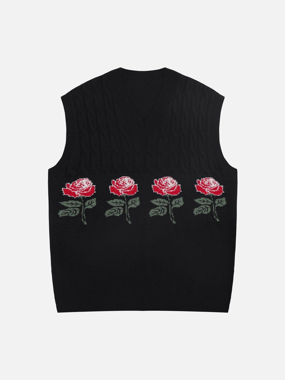 Levefly - Rose Pattern Sweater Vest - Streetwear Fashion - levefly.com