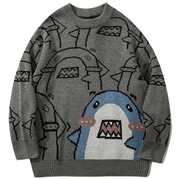 Levefly - Shark Print Knit Sweater - Streetwear Fashion - levefly.com