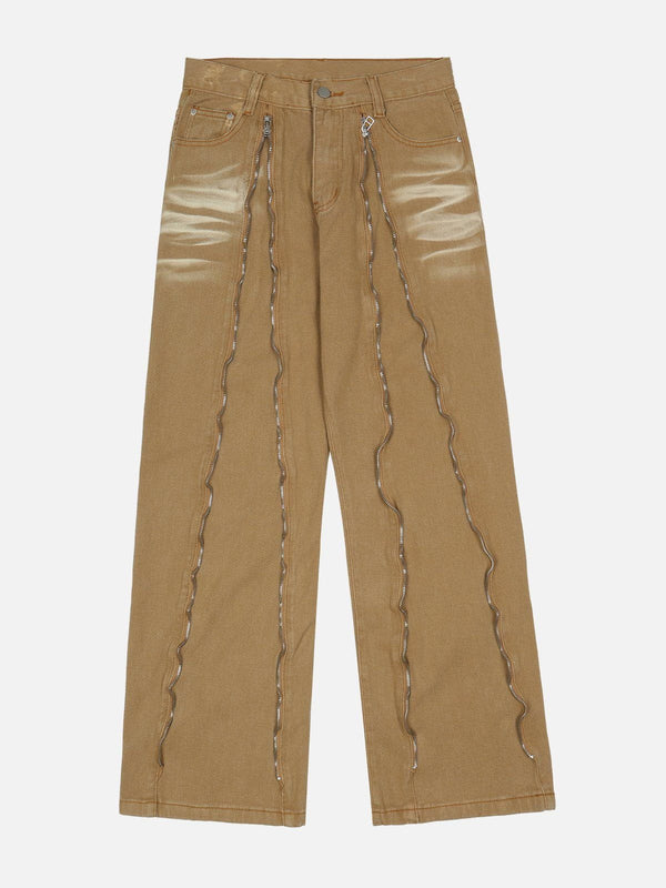 Levefly - Side Zipper Washed Jeans - Streetwear Fashion - levefly.com