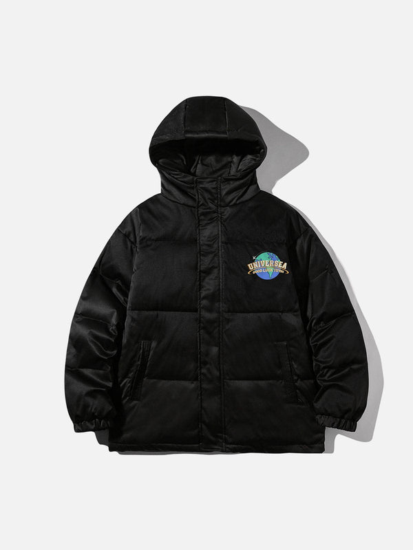 Levefly - Simple Earth Print Winter Coat - Streetwear Fashion - levefly.com