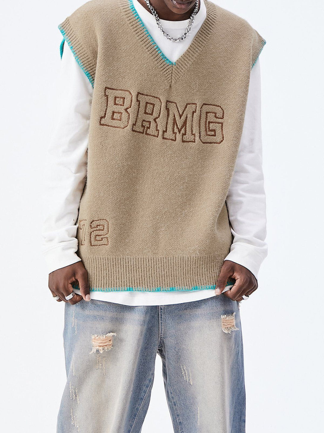 Levefly - Simple Embroidered Letters Sweater Vest - Streetwear Fashion - levefly.com
