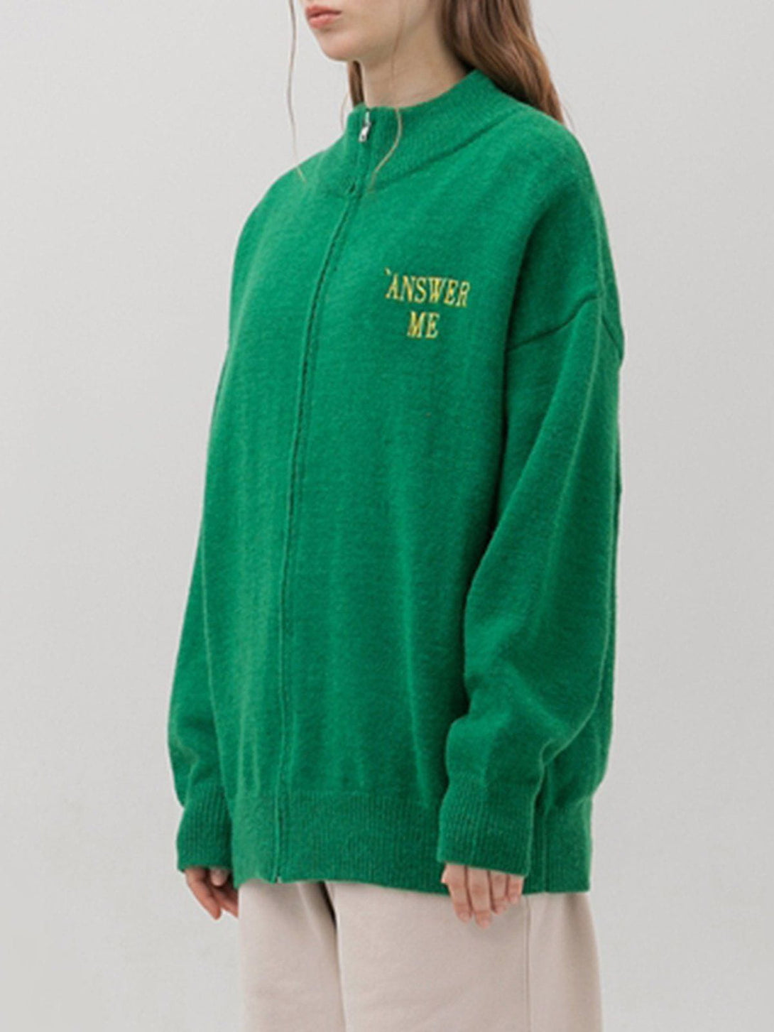 Levefly - Solid Color Letter Embroidery Cardigan - Streetwear Fashion - levefly.com