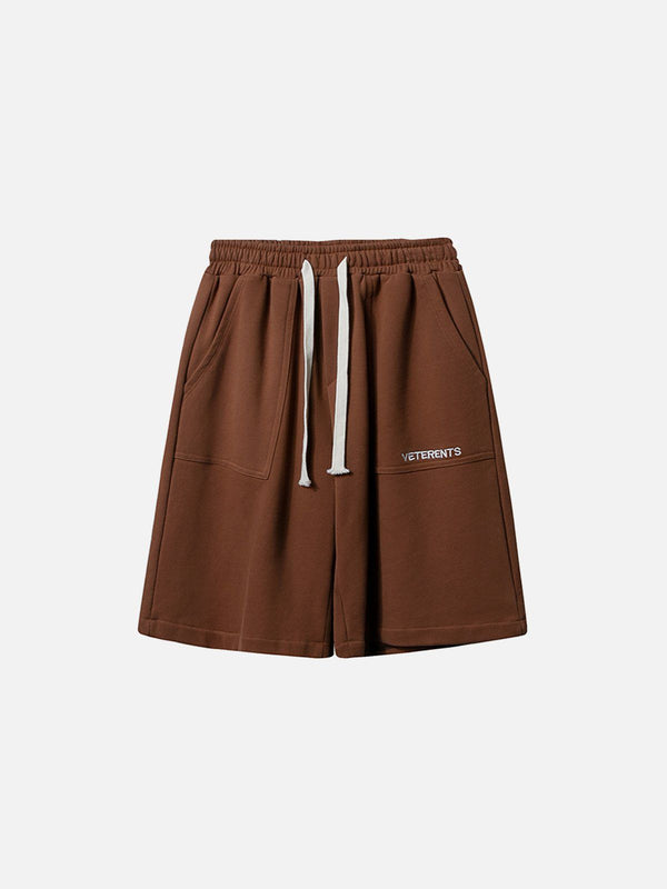Levefly - Solid Color Letter Embroidery Shorts - Streetwear Fashion - levefly.com