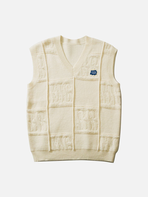 Levefly - Solid Color Plaid Sweater Vest - Streetwear Fashion - levefly.com