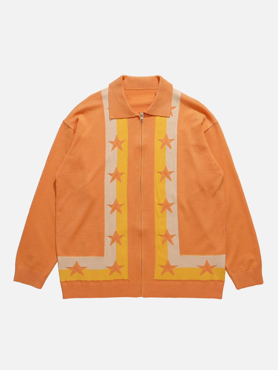Levefly - Star Colorblock Embroidery Cardigan - Streetwear Fashion - levefly.com