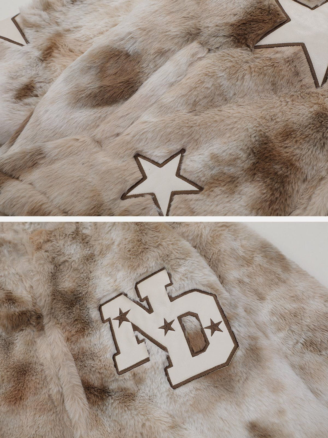 Levefly - Star Embroidered Plush Winter Coat - Streetwear Fashion - levefly.com