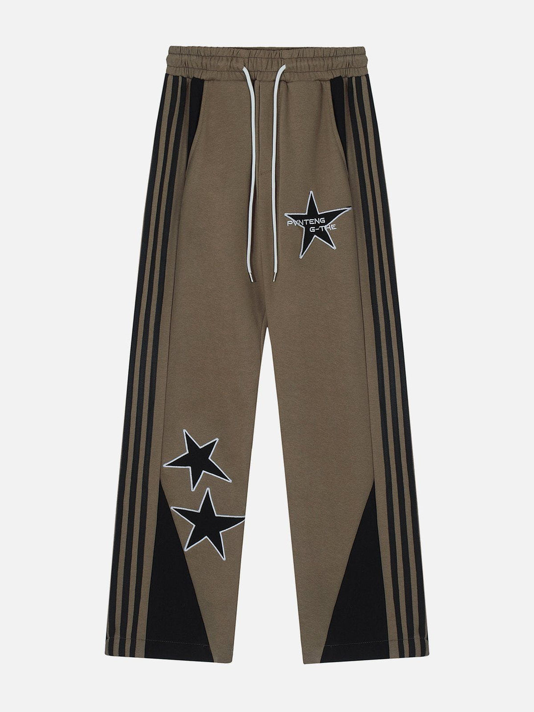 Levefly - Star Embroidered Side Stripe Sweatpants - Streetwear Fashion - levefly.com