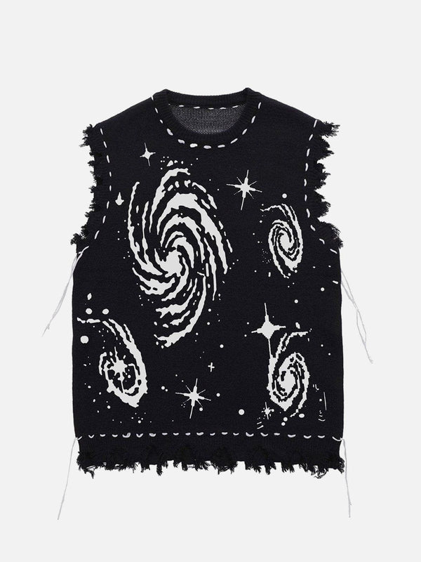 Levefly - Starry Night Swirl Graphic Sweater Vest - Streetwear Fashion - levefly.com