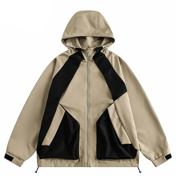 Levefly - Streetwear Hooded Jacket Windbreaker Pocket Patchwork Coat - Streetwear Fashion - levefly.com
