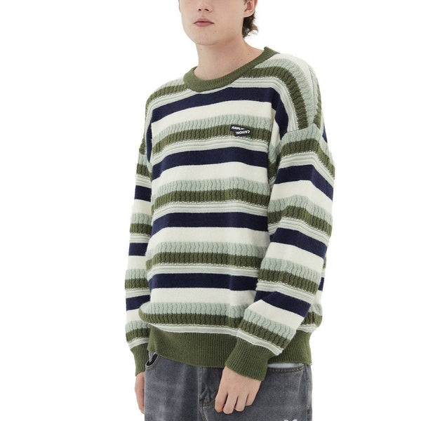Levefly - Stripe Pattern Knit Sweater - Streetwear Fashion - levefly.com