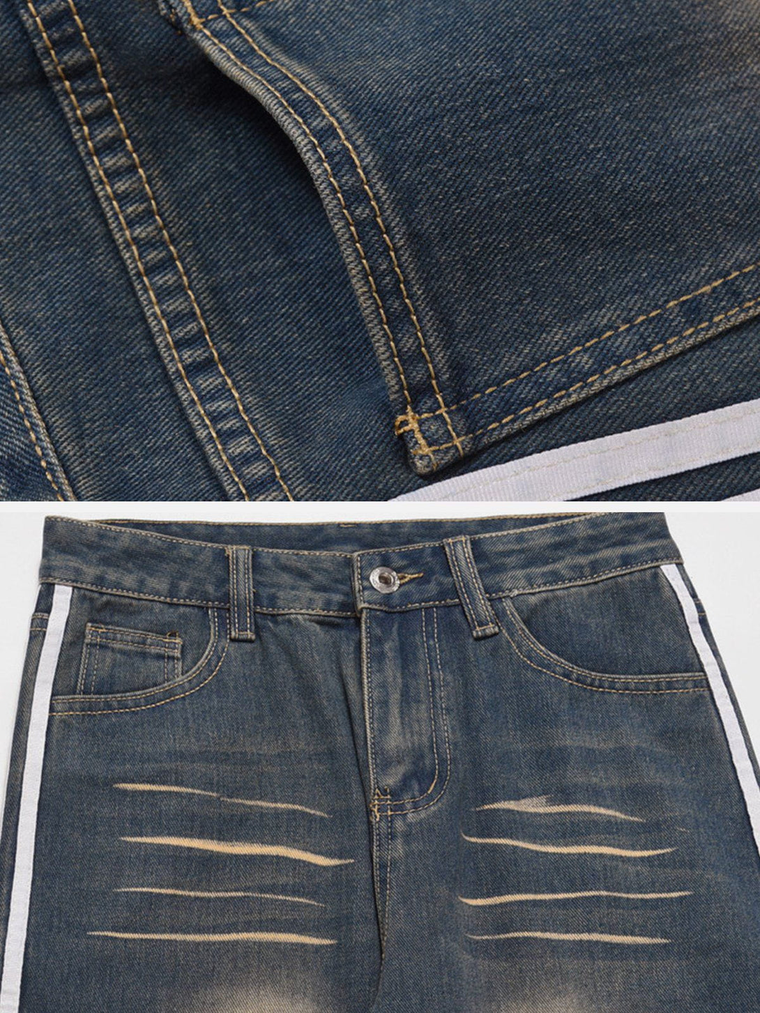 Levefly - Stripe Washed Jeans - Streetwear Fashion - levefly.com