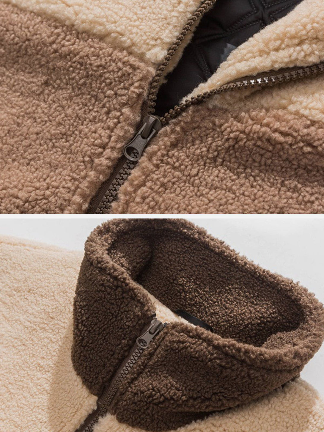 Levefly - Three-color Patchwork Sherpa Winter Coat - Streetwear Fashion - levefly.com
