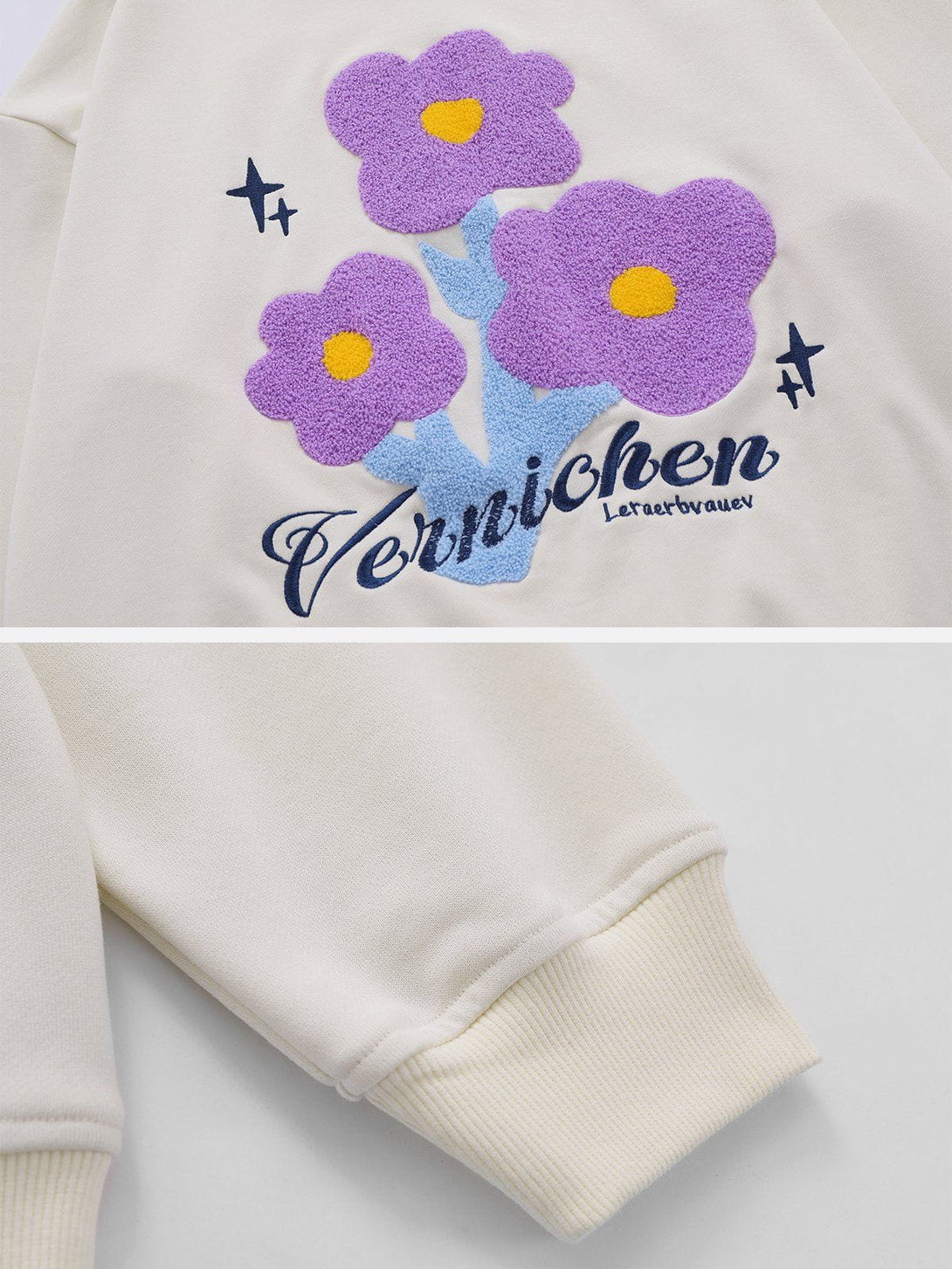 Levefly - Towel Embroidery Flower 3D Dimensional Design Sweatshirt - Streetwear Fashion - levefly.com