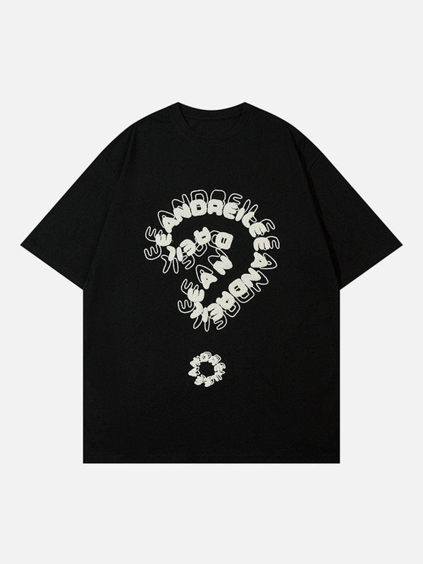 Levefly - Towel Embroidery Question Mark Print Tee - Streetwear Fashion - levefly.com