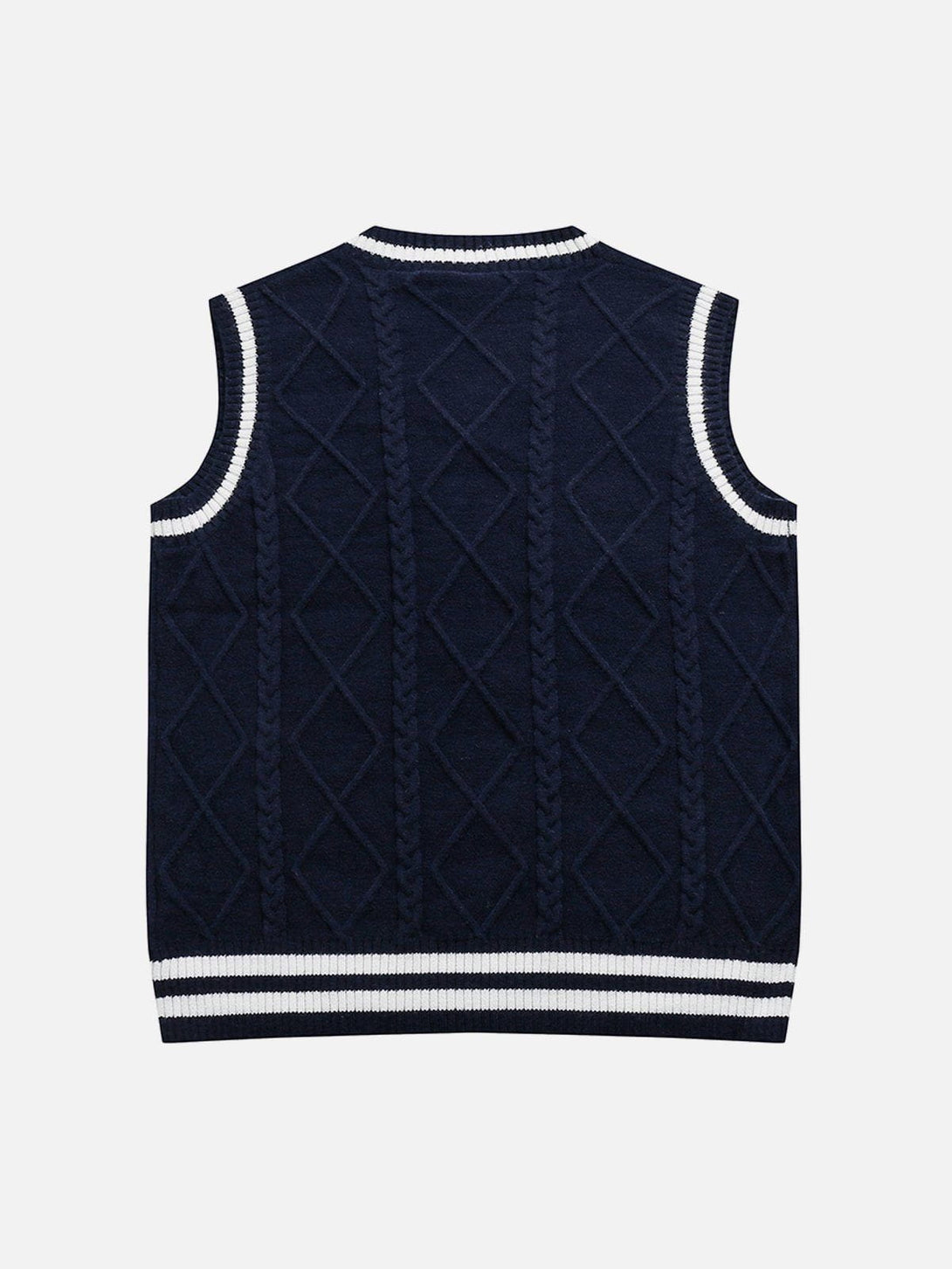 Levefly - V-neck Braided Pattern Sweater Vest - Streetwear Fashion - levefly.com