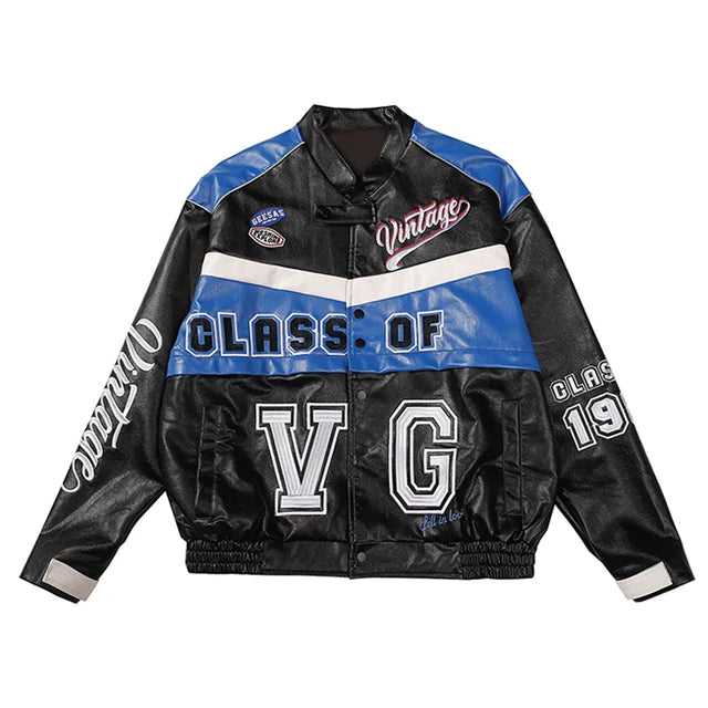 Levefly - "VG" Detachable PU Racing Jacket - Streetwear Fashion - levefly.com