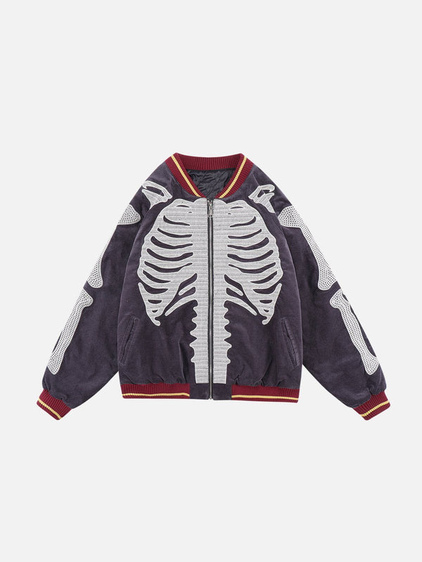 Levefly - Velvet Skeleton Graphic Jacket - Streetwear Fashion - levefly.com