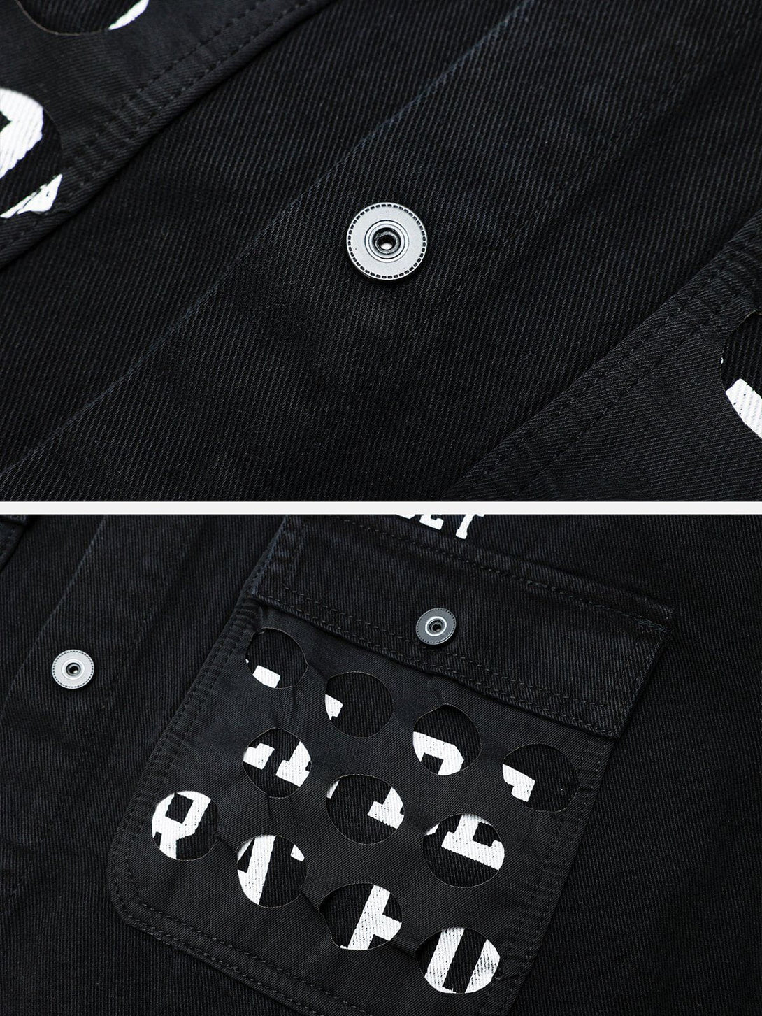 Levefly - Vintage Big Pocket Letter Denim Jacket - Streetwear Fashion - levefly.com
