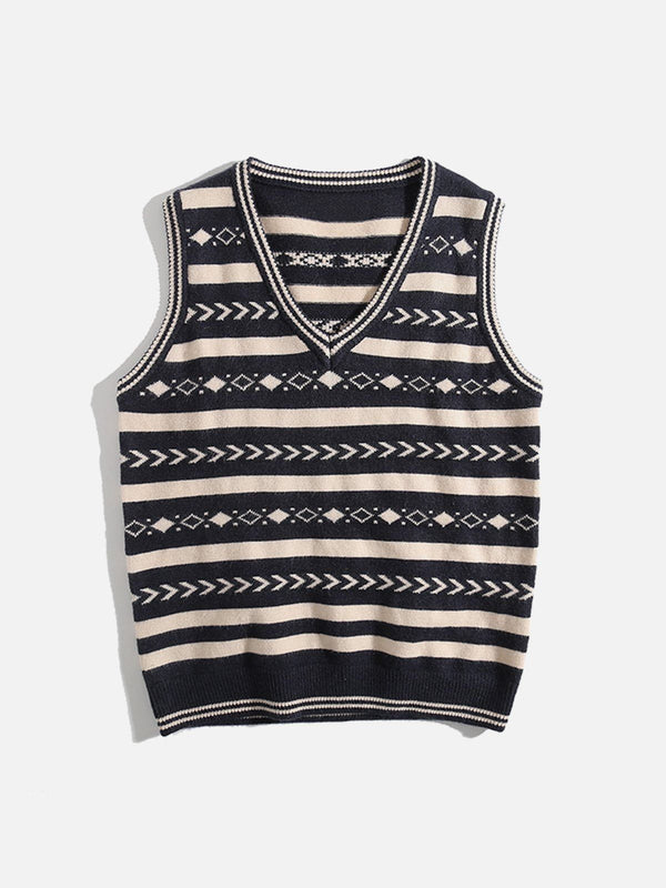 Levefly - Vintage Clashing Embroidery Sweater Vest - Streetwear Fashion - levefly.com