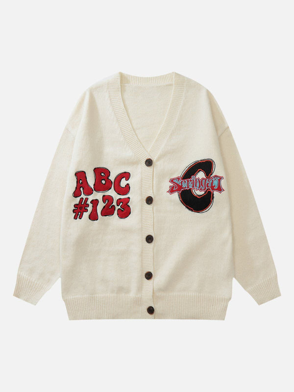 Levefly - Vintage Embroidered Letters Cardigan - Streetwear Fashion - levefly.com