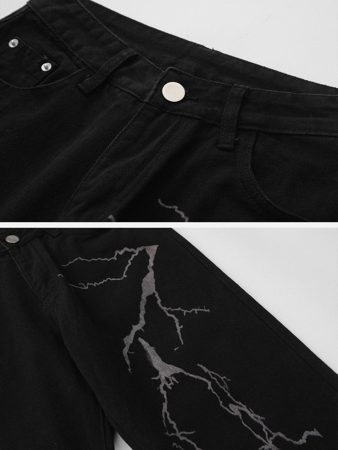 Levefly - Vintage Lightning Print Jeans - Streetwear Fashion - levefly.com
