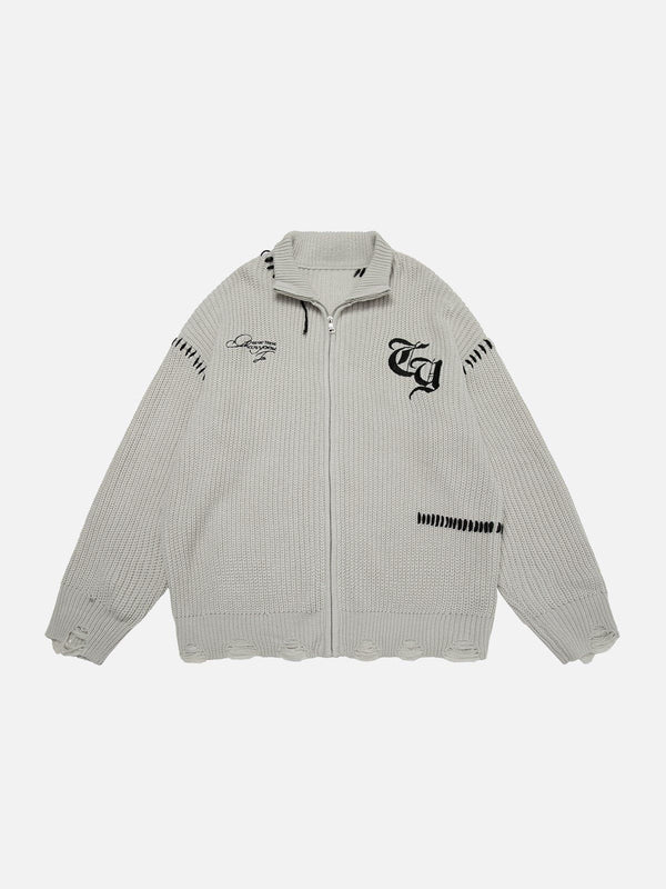 Levefly - Vintage Solid Embroidered Cardigan - Streetwear Fashion - levefly.com