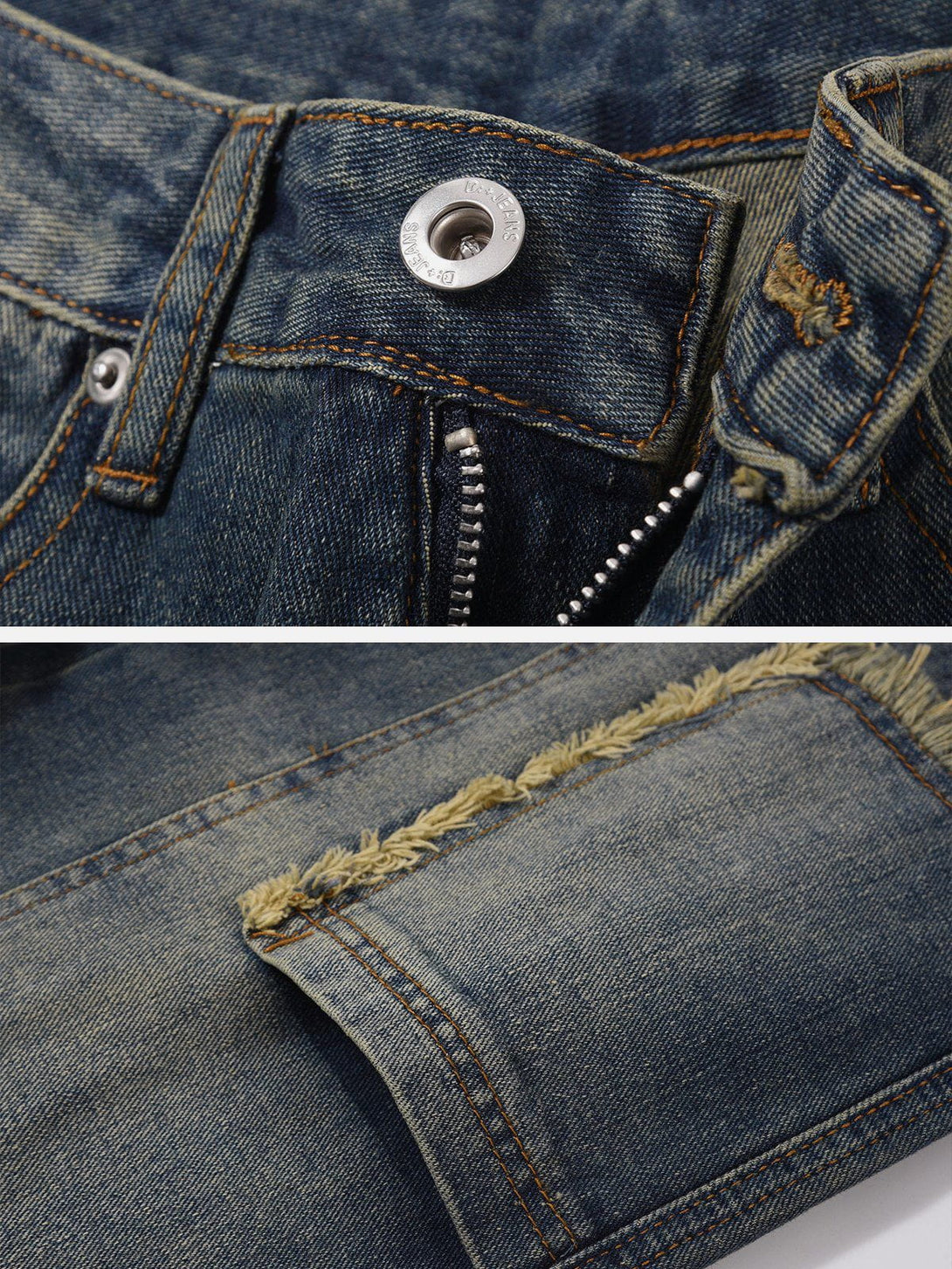 Levefly - Vintage Washed Multi-Pocket Raw Jeans - Streetwear Fashion - levefly.com