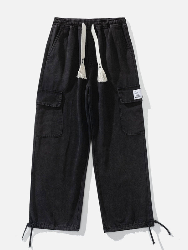 Levefly - Washed Drawstring Cargo Pants - Streetwear Fashion - levefly.com