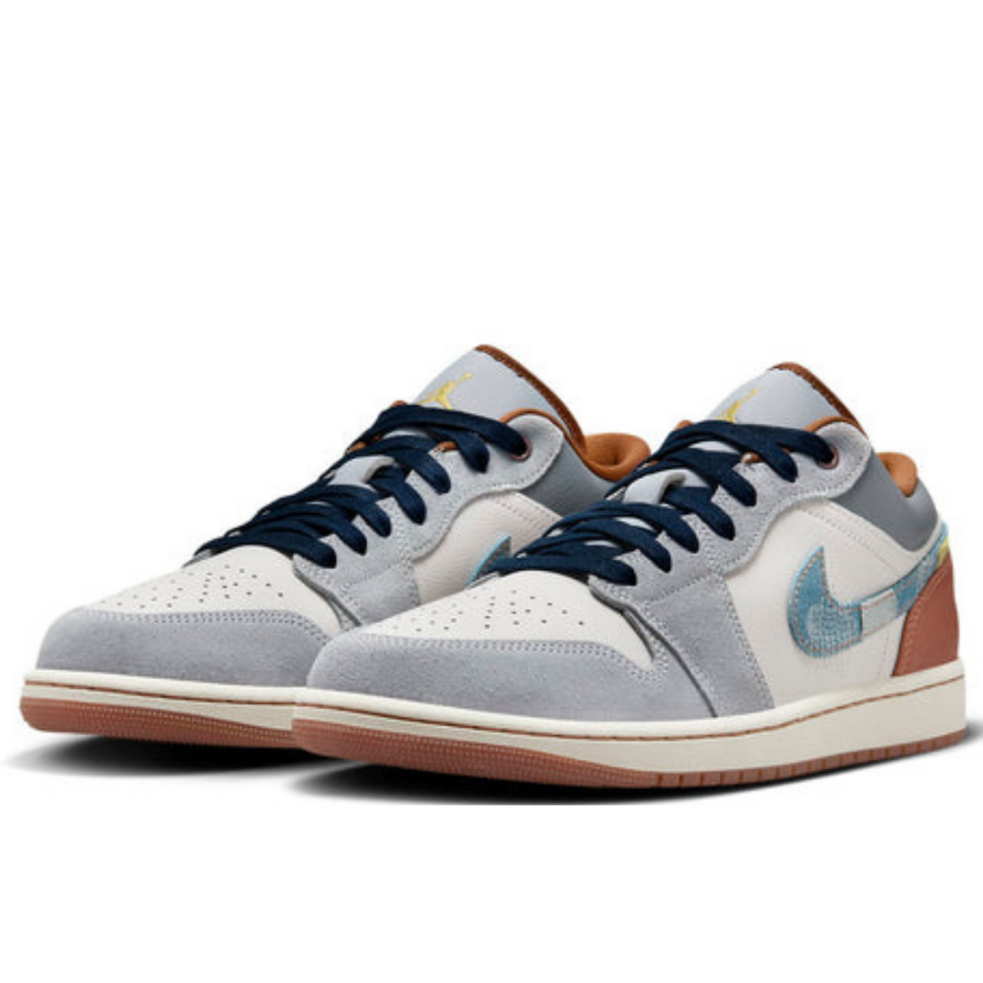 Air Jordan 1 Low SE Phantom Repaired Denim Swoosh- Streetwear Fashion 950 - levefly.com