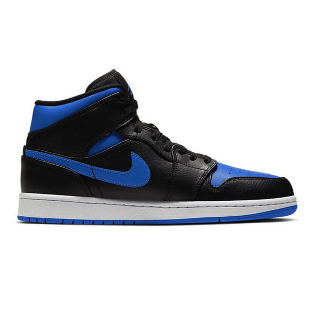 Air Jordan 1 Mid 'Black Hyper Royal'- Streetwear Fashion 950 - levefly.com