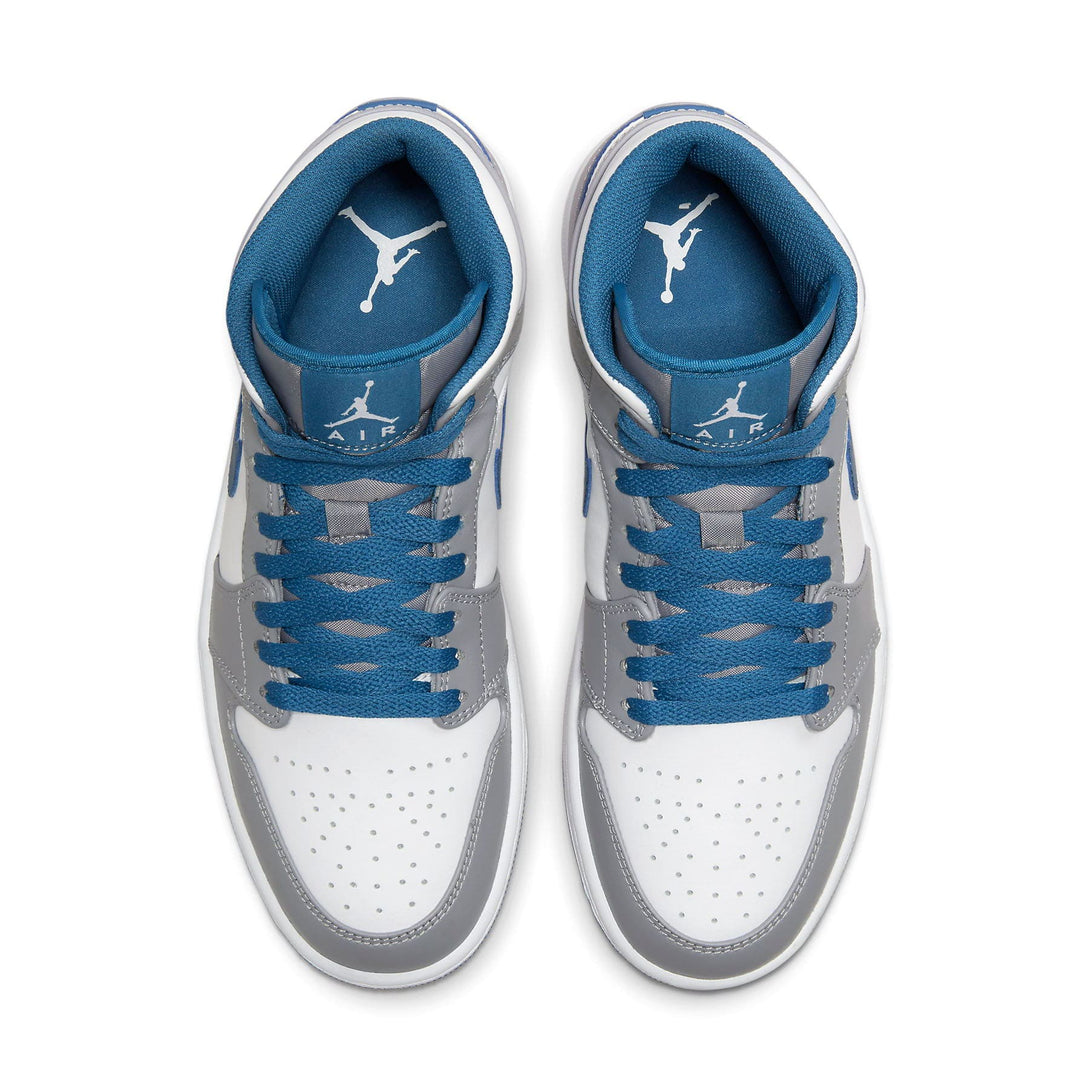 Air Jordan 1 Mid 'Cement True Blue'- Streetwear Fashion 950 - levefly.com