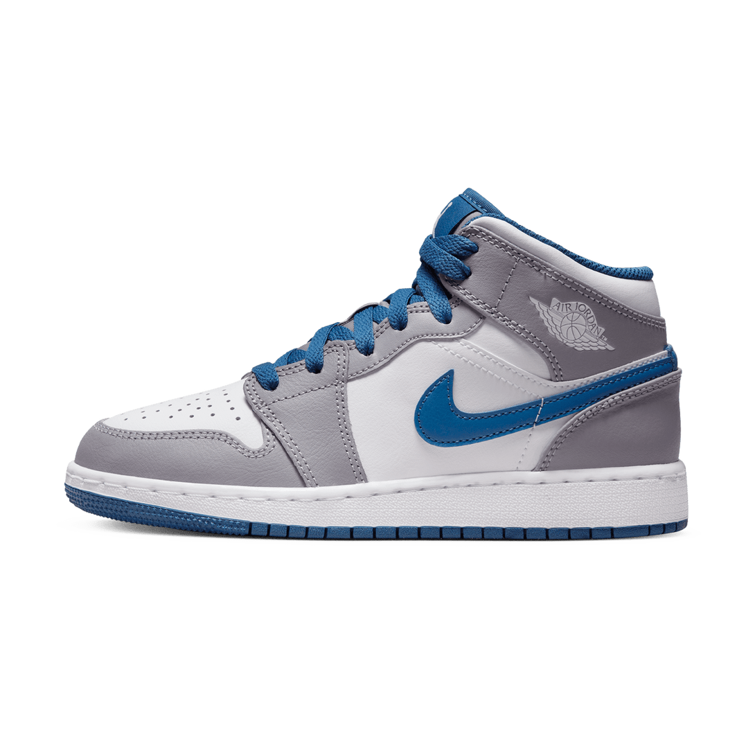 Air Jordan 1 Mid GS 'Cement True Blue'- Streetwear Fashion 950 - levefly.com