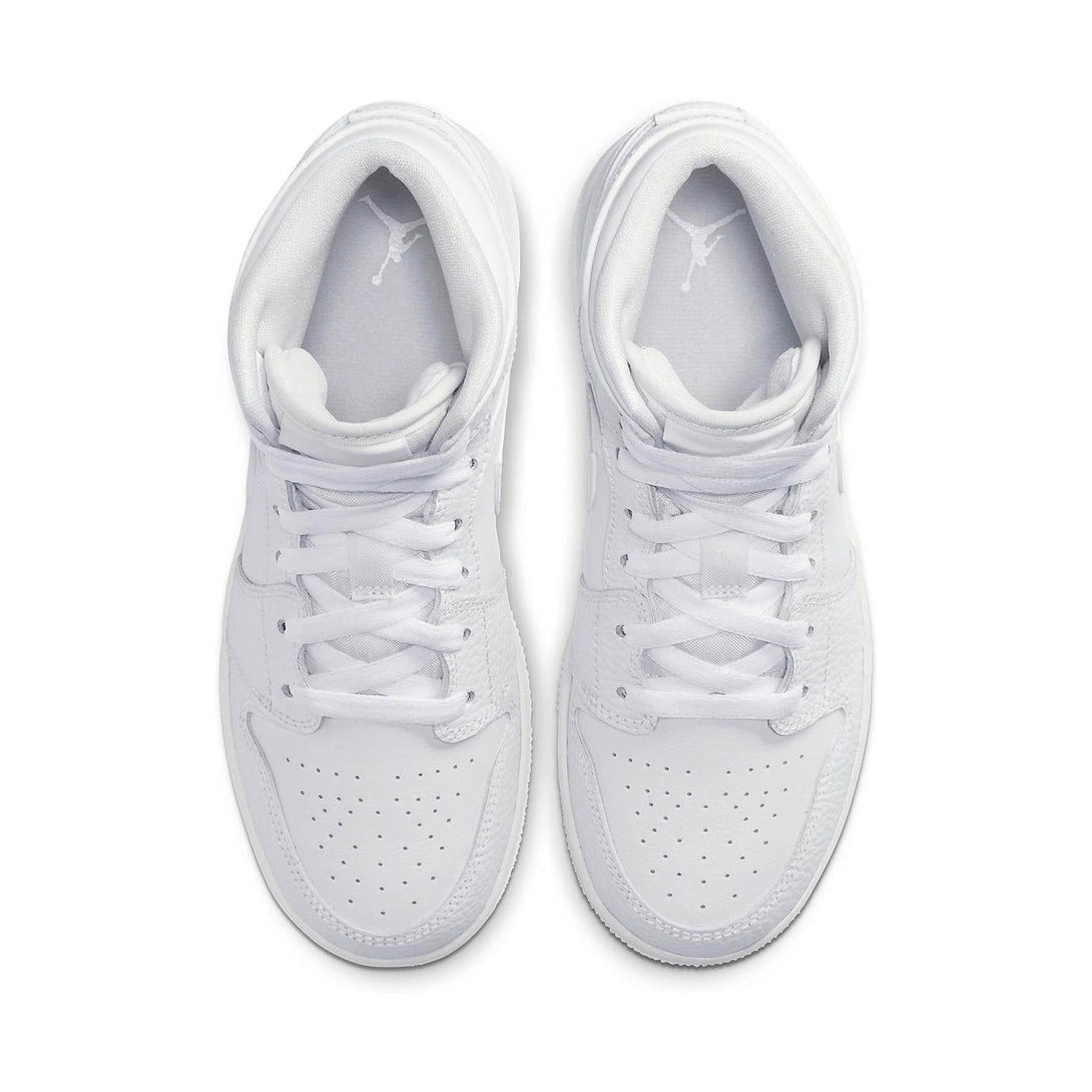 Air Jordan 1 Mid GS 'Triple White'- Streetwear Fashion 950 - levefly.com