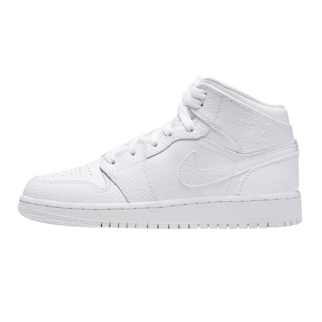 Air Jordan 1 Mid GS 'Triple White'- Streetwear Fashion 950 - levefly.com