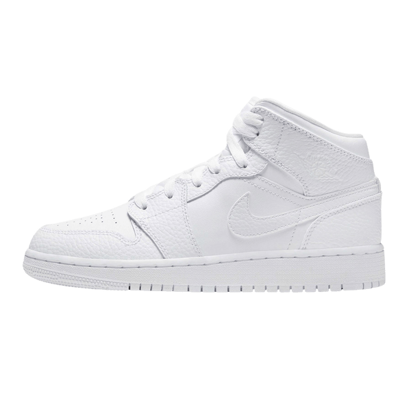 Air Jordan 1 Mid GS 'Triple White'- Streetwear Fashion 950 - levefly.com