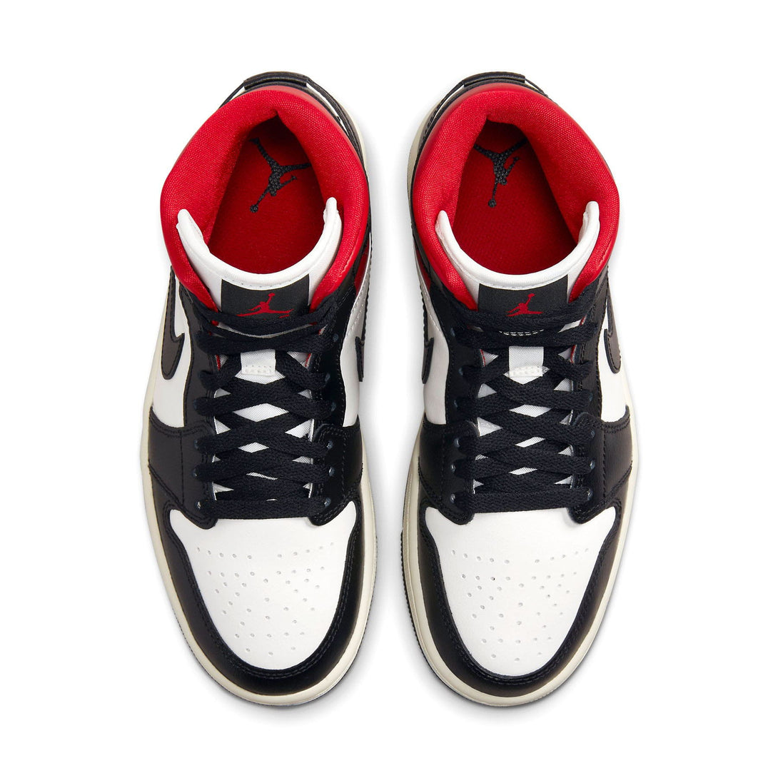 Air Jordan 1 Mid Wmns 'Black Sail Gym Red'- Streetwear Fashion 950 - levefly.com