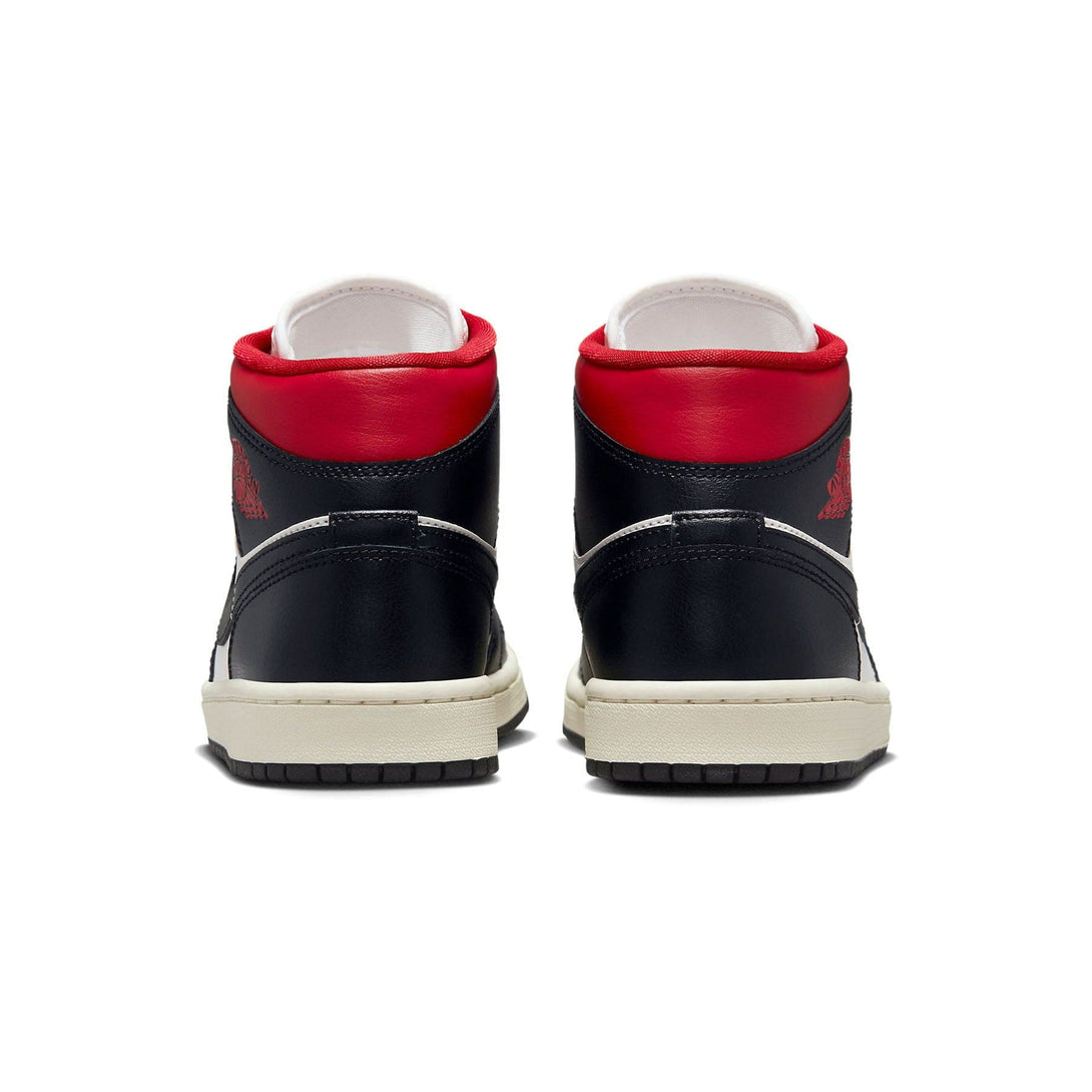 Air Jordan 1 Mid Wmns 'Black Sail Gym Red'- Streetwear Fashion 950 - levefly.com