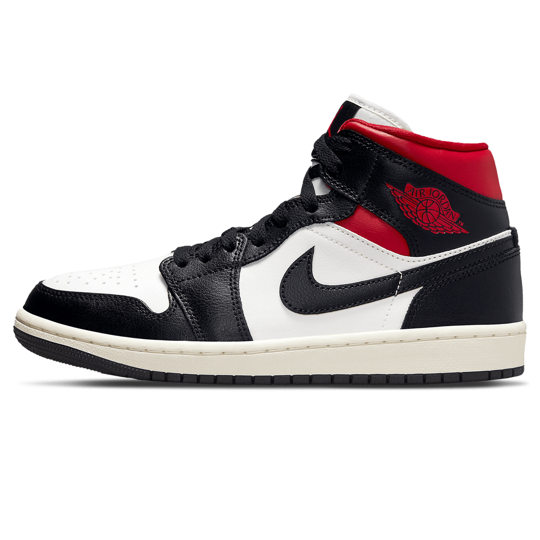 Air Jordan 1 Mid Wmns 'Black Sail Gym Red'- Streetwear Fashion 950 - levefly.com