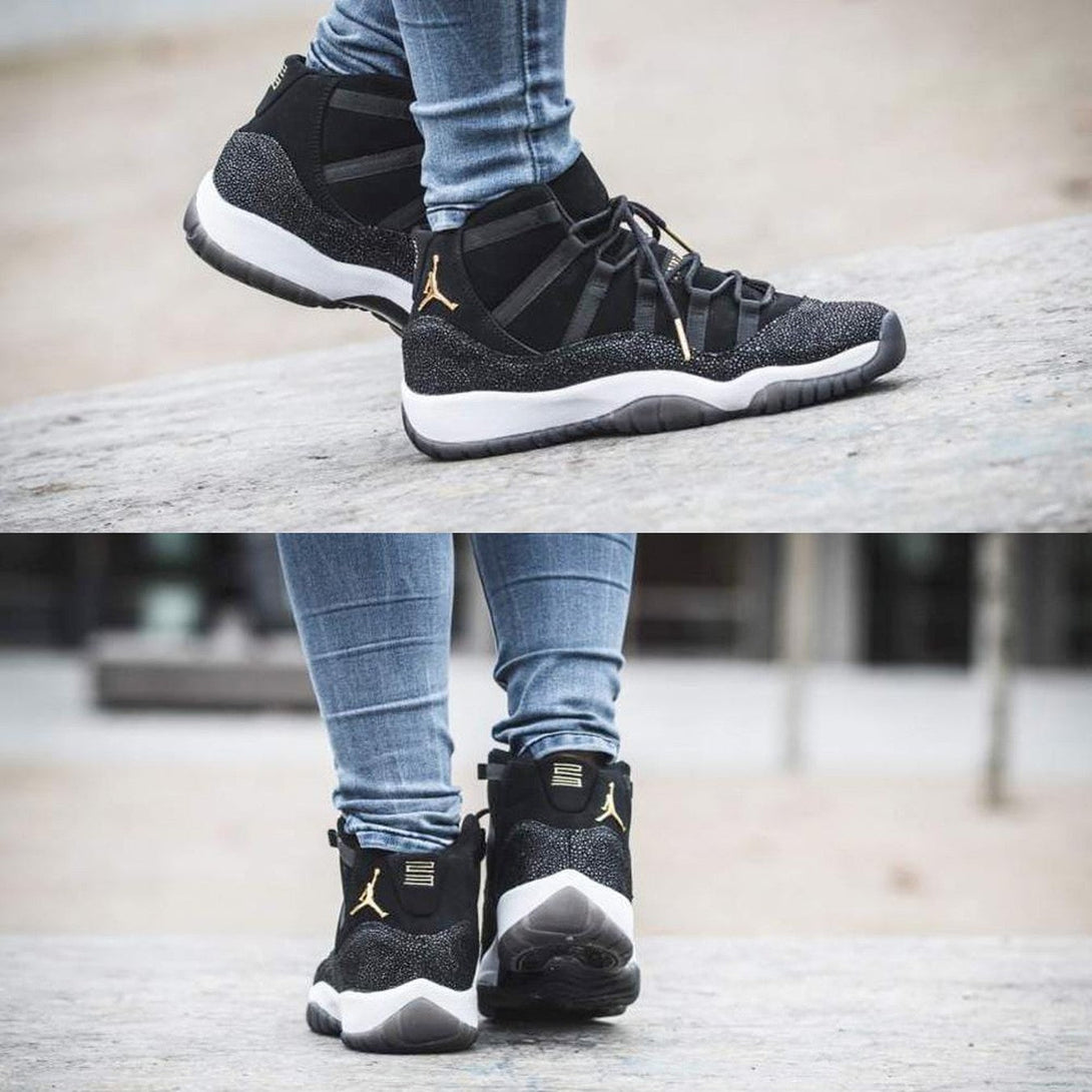 Air Jordan 11 HC Heiress GG Black-Metallic Gold- Streetwear Fashion 950 - levefly.com