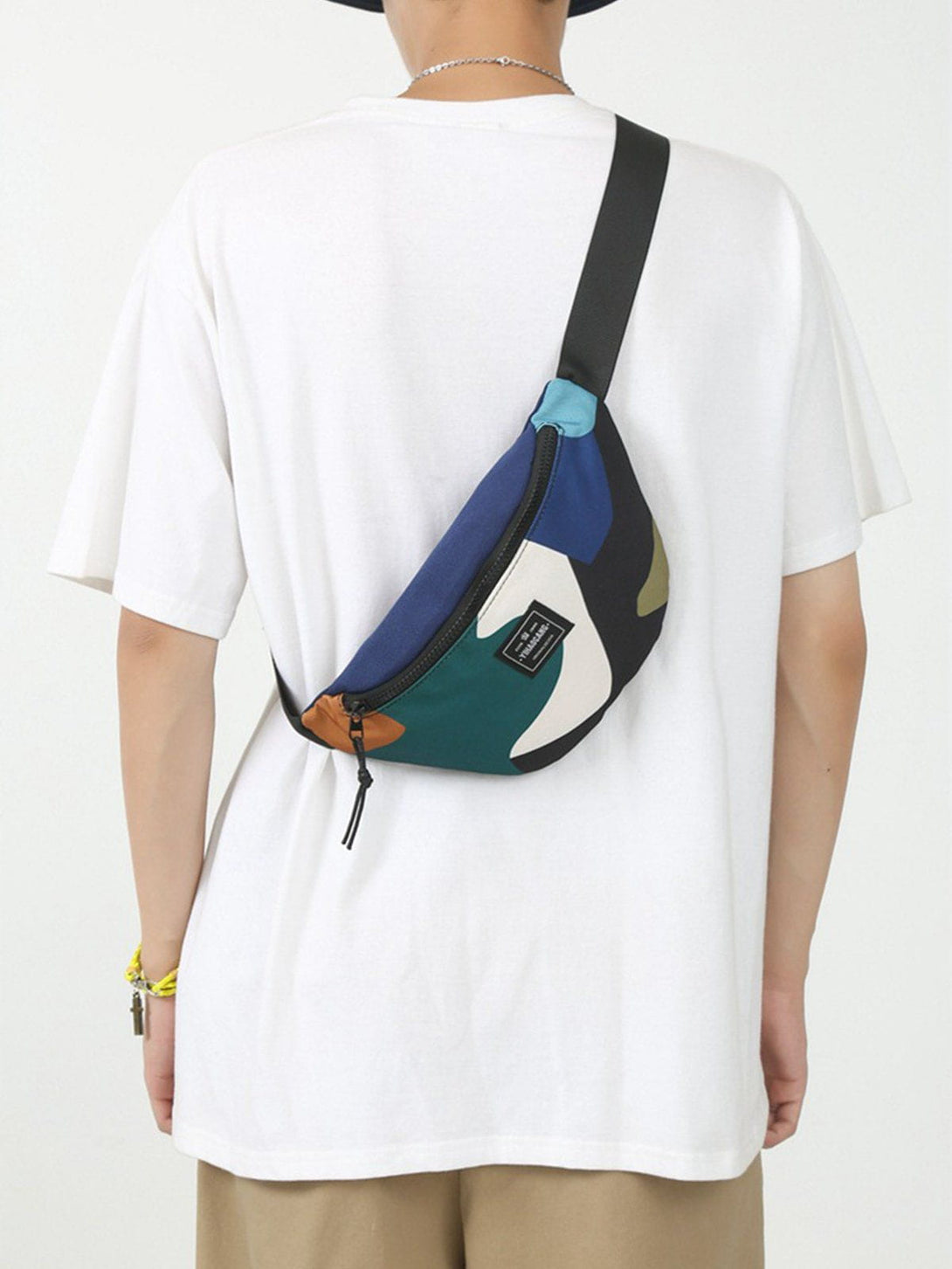 Levefly - Biker Colour Blocking Canvas Bag - Streetwear Fashion - levefly.com