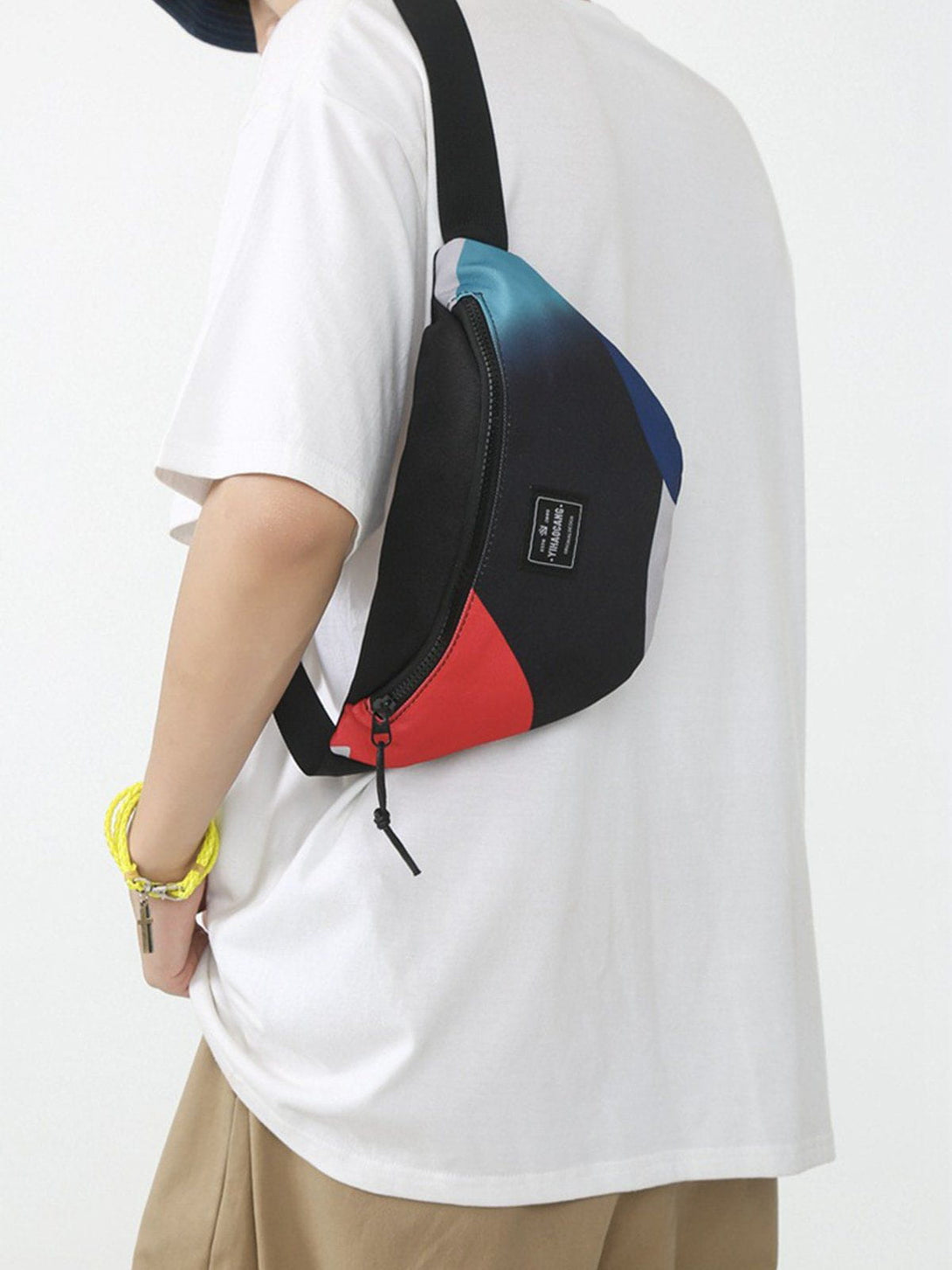 Levefly - Biker Colour Blocking Canvas Bag - Streetwear Fashion - levefly.com