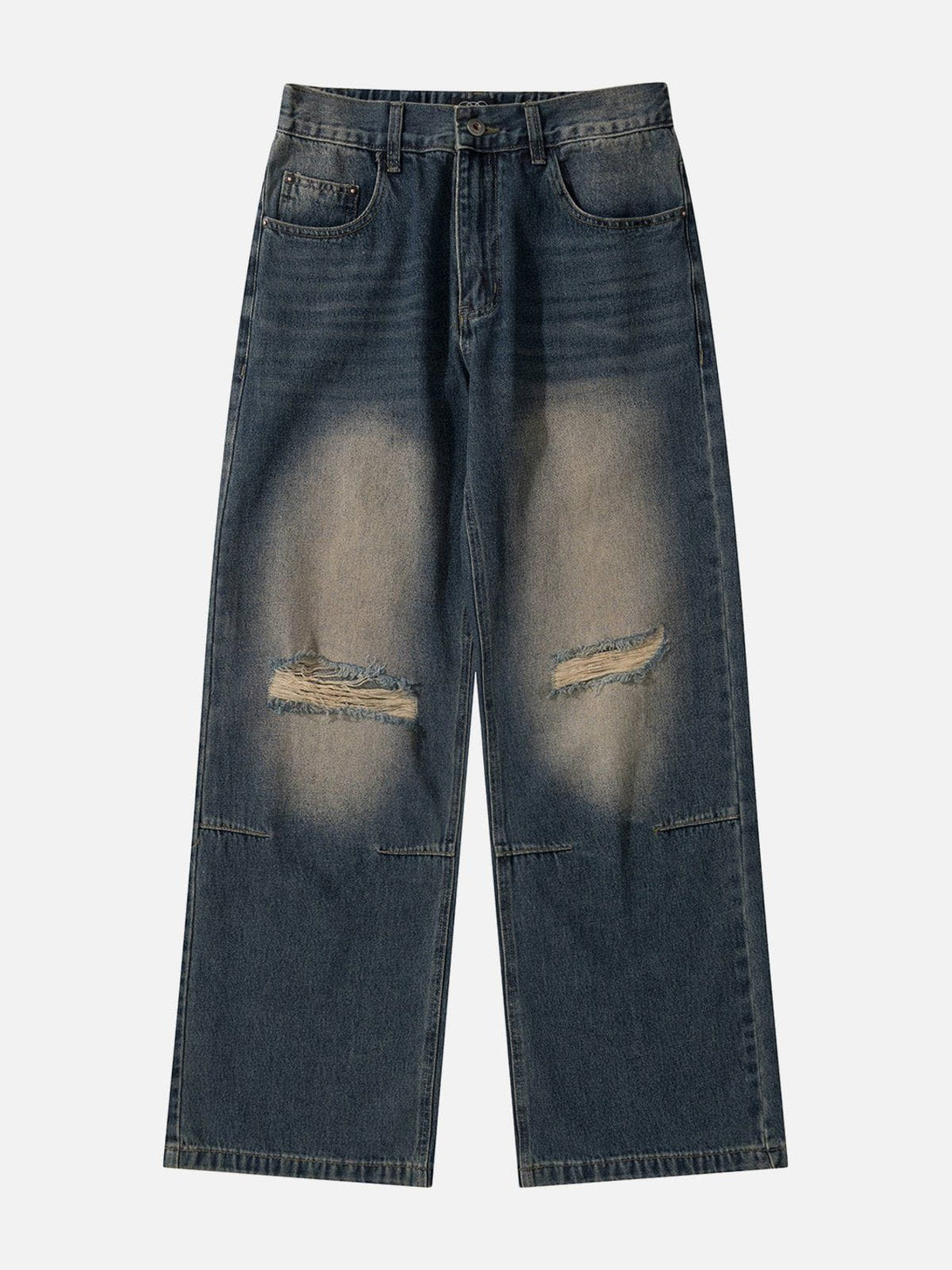 Levefly - Broken Holes Washed Jeans - Streetwear Fashion - levefly.com