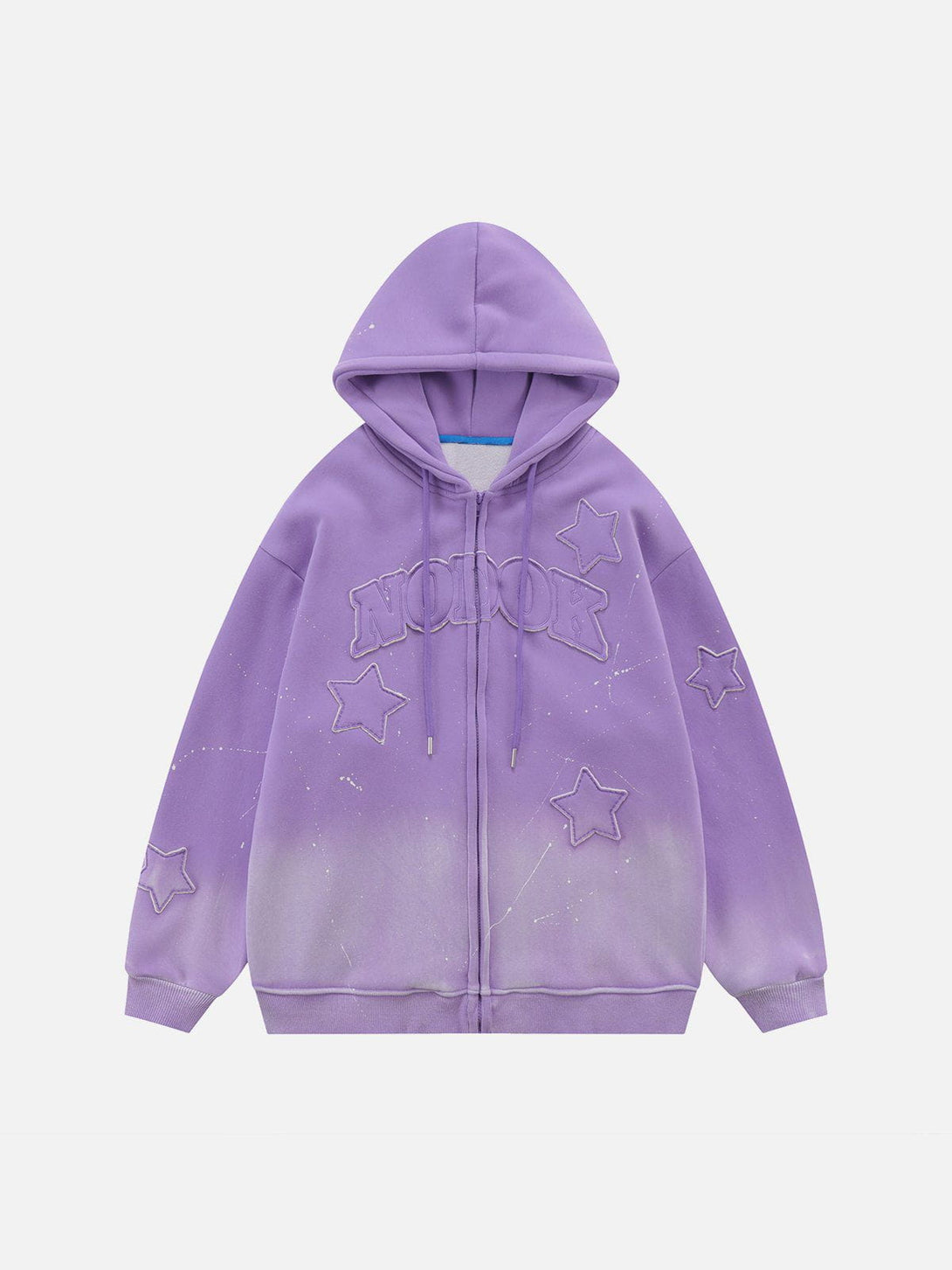 Levefly - Distressed Gradient Applique Stars Hoodie - Streetwear Fashion - levefly.com