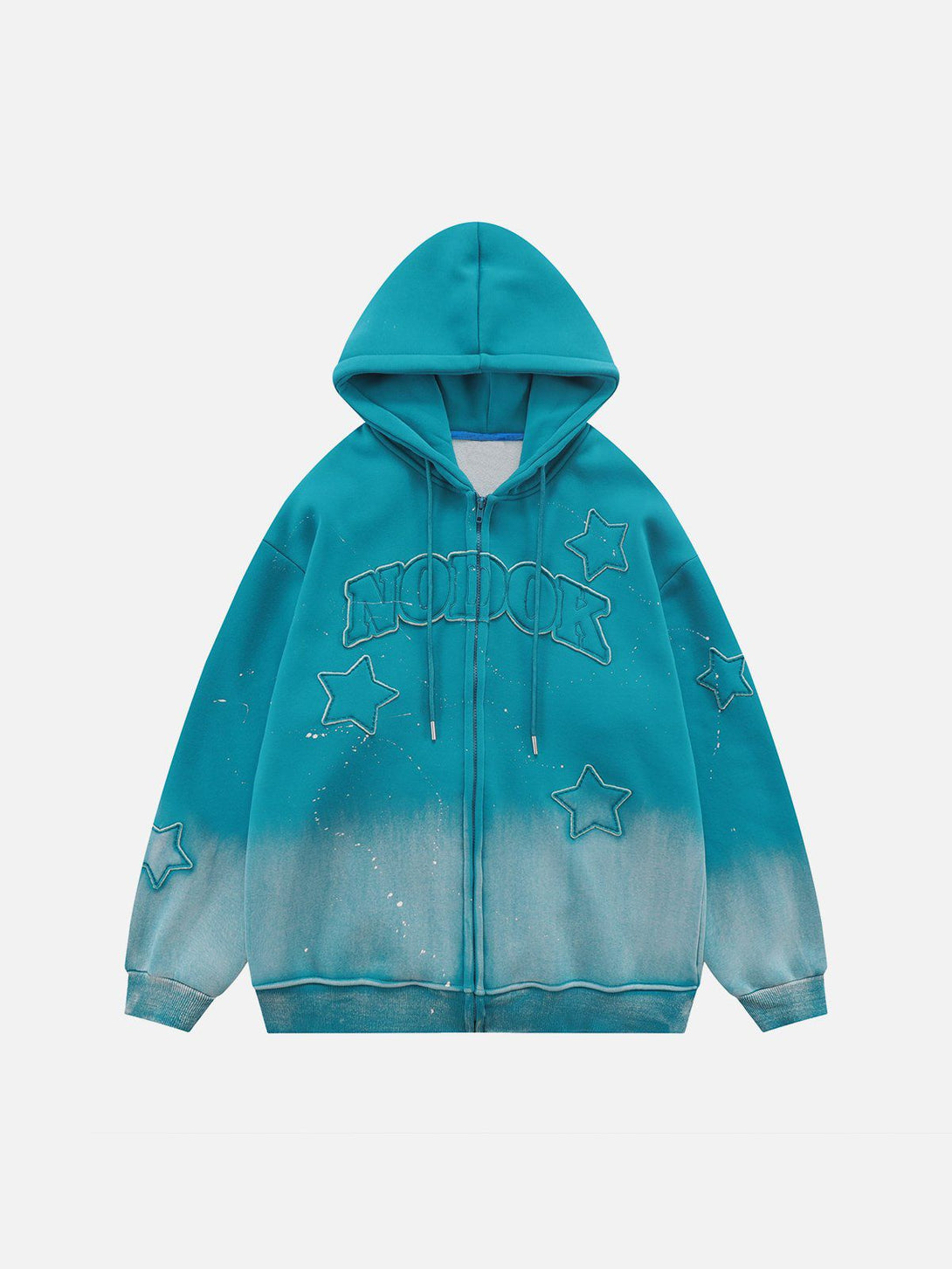 Levefly - Distressed Gradient Applique Stars Hoodie - Streetwear Fashion - levefly.com