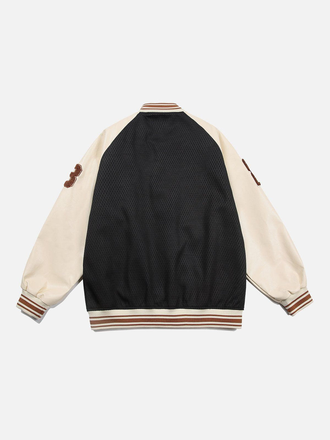 Levefly - Flocked Patchwork Varsity Jacket - Streetwear Fashion - levefly.com