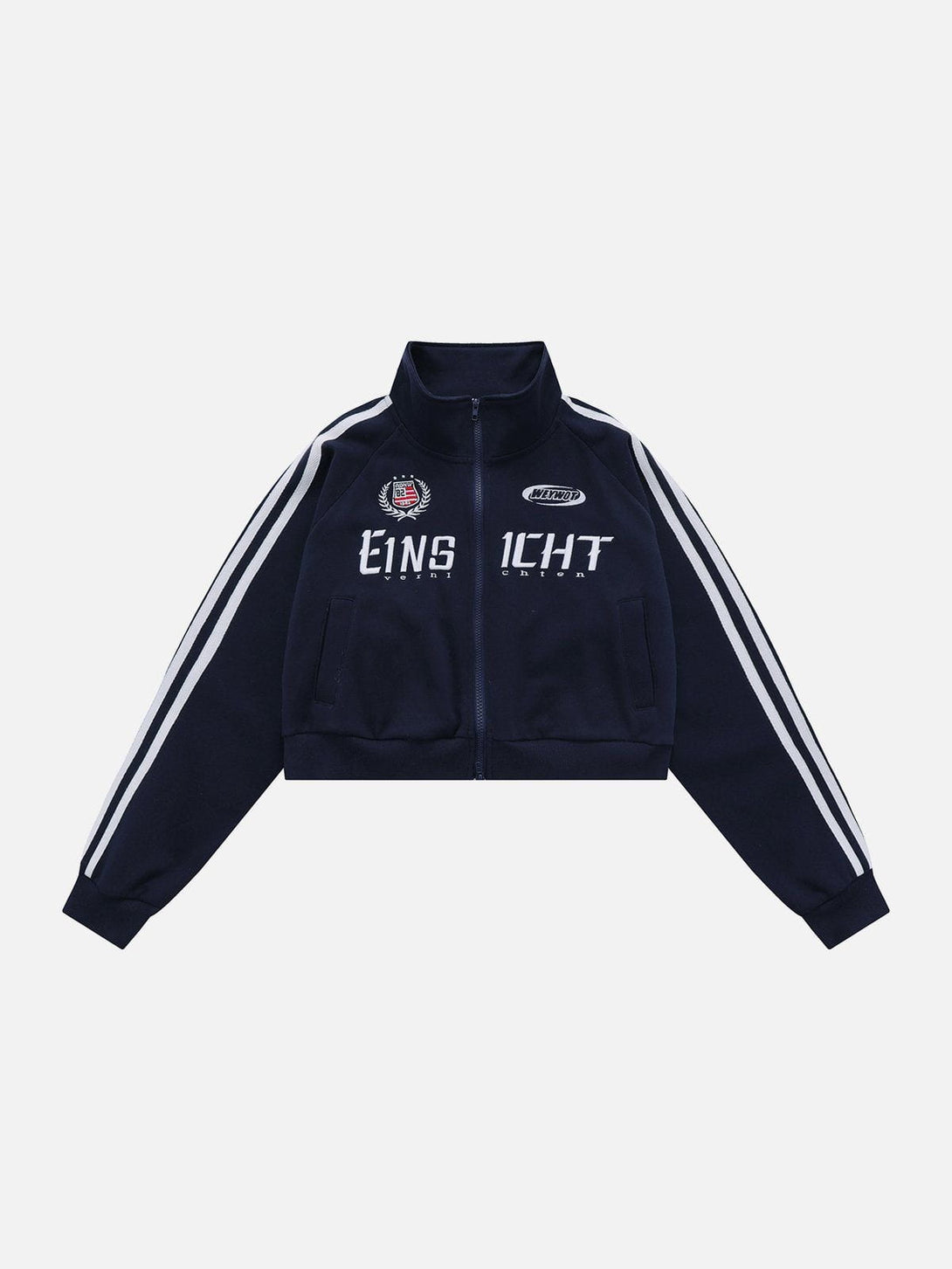 Levefly - Lettering Embroidery Patchwork Regular Jackets - Streetwear Fashion - levefly.com