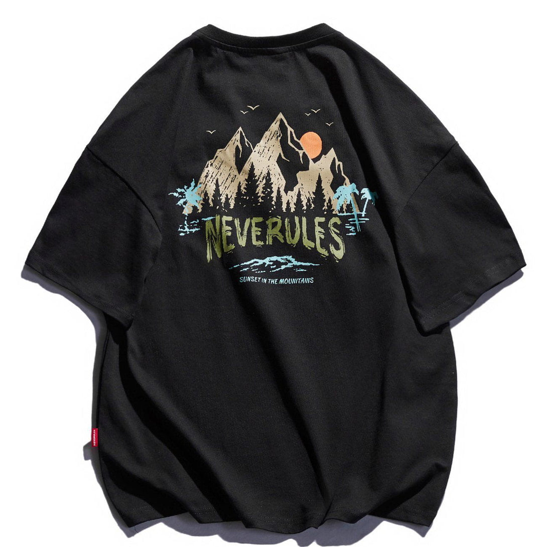 Levefly - Mountain Print Tee - Streetwear Fashion - levefly.com