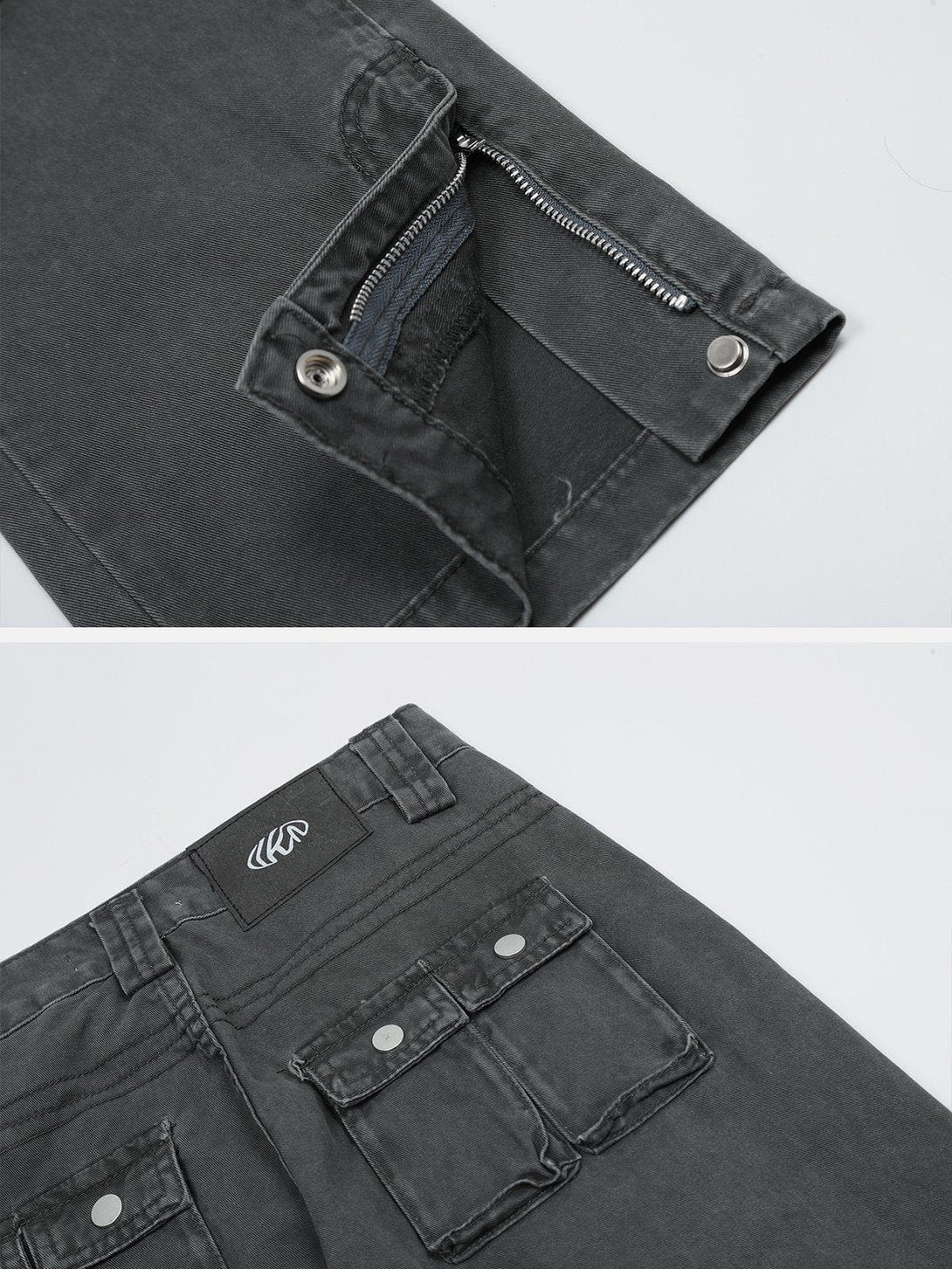 Levefly - Multi Pocket Denim Cargo Pants - Streetwear Fashion - levefly.com