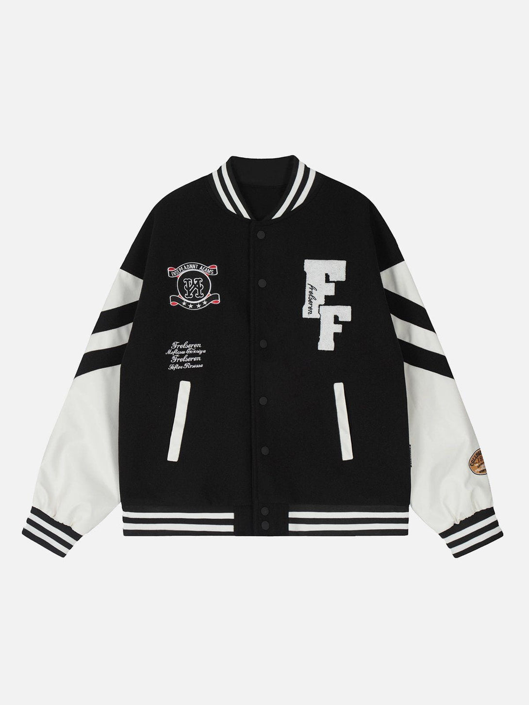 Levefly - Patchwork Stripe Varsity Jacket - Streetwear Fashion - levefly.com