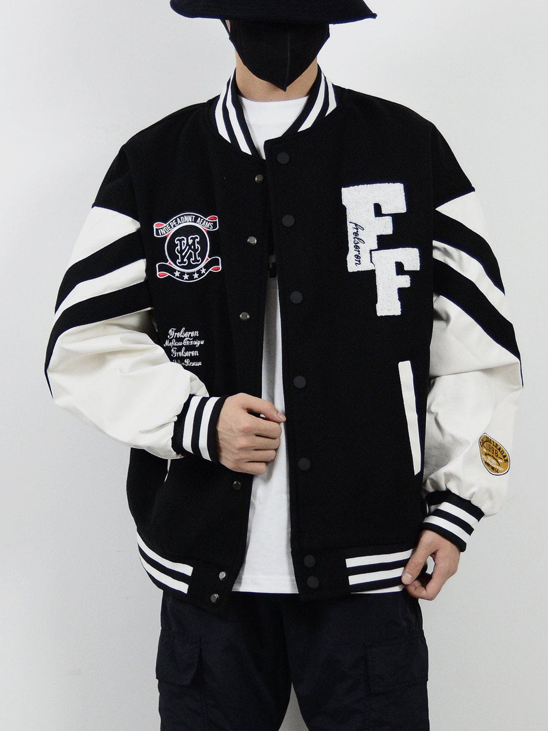 Levefly - Patchwork Stripe Varsity Jacket - Streetwear Fashion - levefly.com